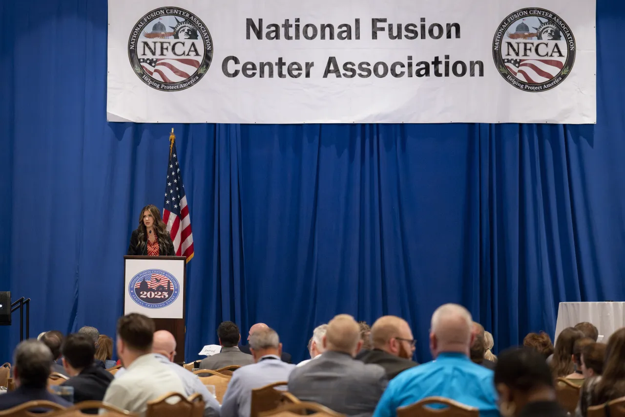 DHS Secretary Kristi Noem Speaks at NFCA Training Event (002) Image: DHS Secretary Kristi Noem Speaks at NFCA Training Event (002)