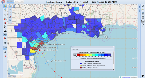 Screenshots taken to prepare for Hurricane Harvey