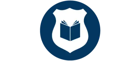 White Badge with Blue book in the center