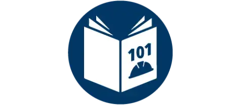 White book with number 101 on one side with a helmet below the number