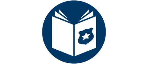 White book with a blue badge with white star on one side of the book