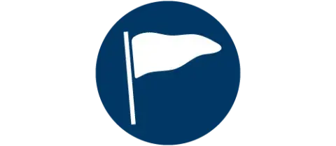 White flag icon with blue background