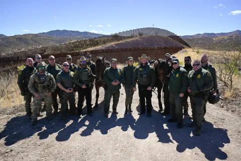 Secretary Noem at the border with Border Patrol agents
