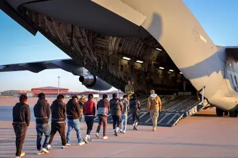 Caption: <p><em>Deportation flights to remove illegal aliens</em></p>