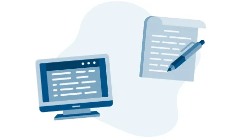 Pictograph illustrating paper and digital reports