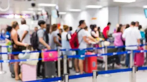 Long line at airport