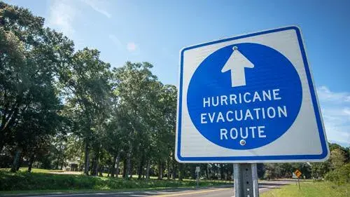 Hurricane evacuation route sign