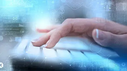Keyboard surrounded by digital graphics overlay