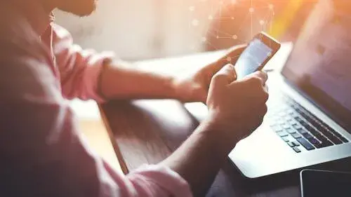 Person using internet on phone