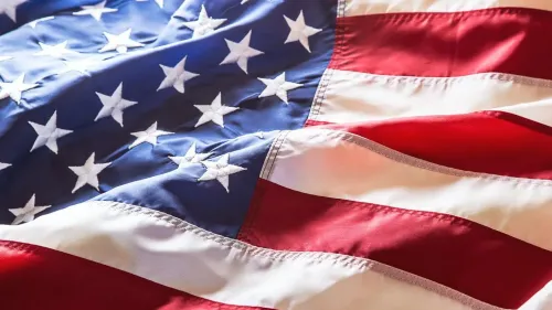 Close-up of U.S. flag waving
