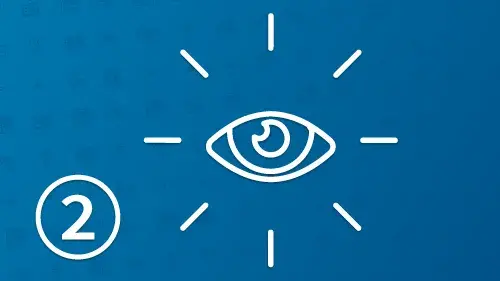 Iocn indicating step 2 with an eye surrounded by lines radiating around it