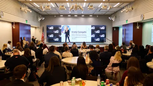 Image of students, professors, and advisors attending the Invent2Prevent competition in Washington, D.C.