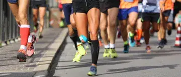 A group of people running