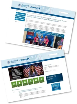 Screenshots of pages on the DHS intranet coordinated by OPA Internal Communications