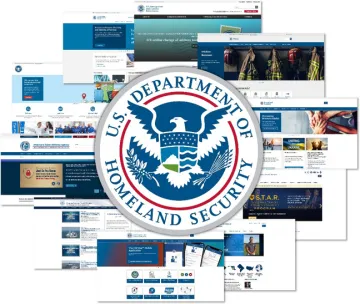 Collage of screenshots of DHS websites