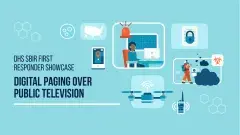 (Images of UAS, radios, firefighters, emergency call center) - DHS SBIR First Responder Showcase | Digital Paging Over Public Television