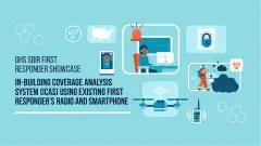 (Images of UAS, radios, firefighters, emergency call center) - DHS SBIR First Responder Showcase | In-Building Coverage Analysis System (ICAS) Using Existing First Responders Radio and Smartphone