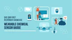 (Images of UAS, radios, firefighters, emergency call center) - DHS SBIR First Responder Showcase | Wearable Chemical Sensor Badge